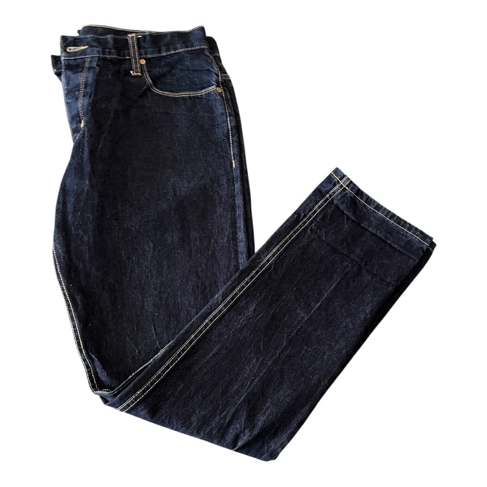 Dark Wash Slim Fit Denim Jeans W38 L34 Button Fly Adjustable Back Tab